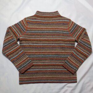 JONES NEW YORK womens WOOL sweater STRIPED orange BROWN mock turtleneck SIZE M